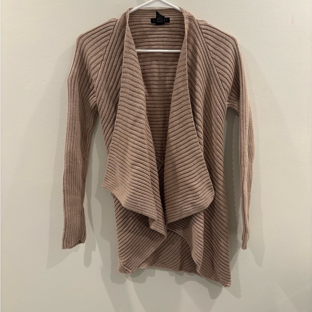 Willi Smith Women's Beige Ribbed Cardigan